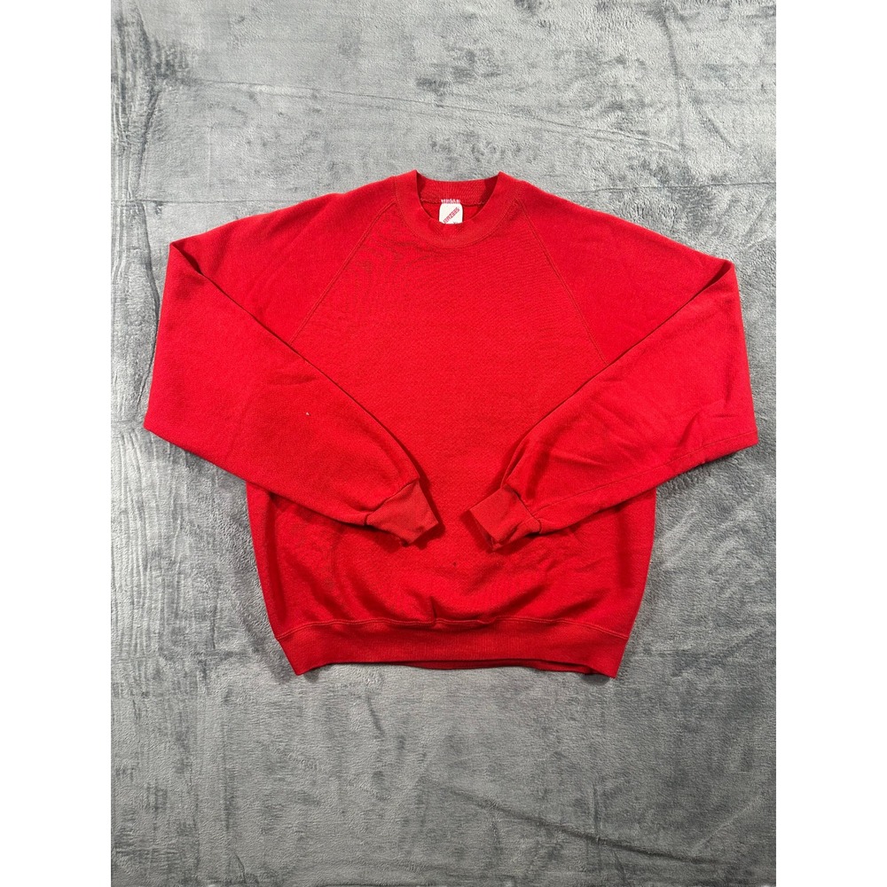 Vintage Jerzees Red Sweatshirt Mens XL Made in USA Raglan Sleeve Pullover